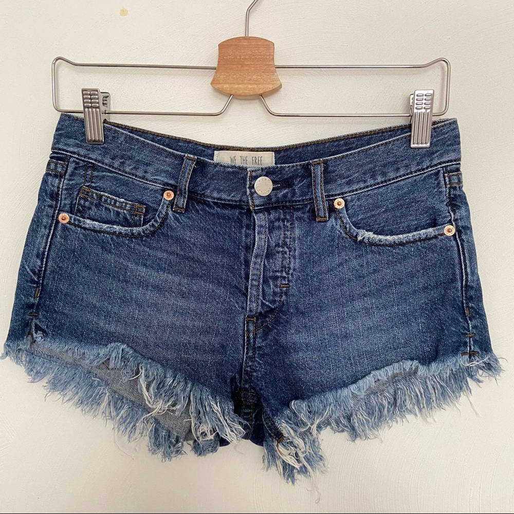 We The Free Button Fly Blue Denim Shorts Size 24